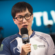 Yiliang “Doublelift” Peng speaking on stage at the summer League semifinals.